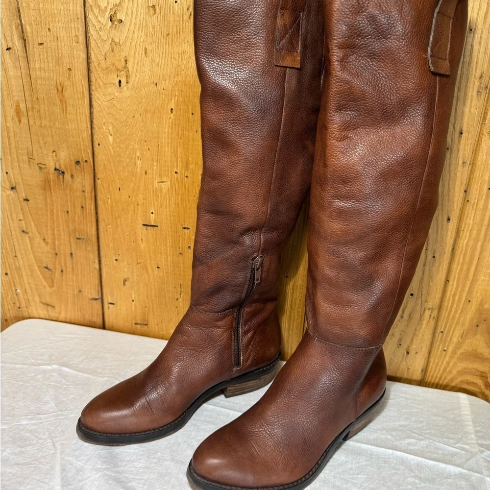 Arturo Chiang Tall Brown Leather Riding Boots 5.5 M - Picture 8 of 14